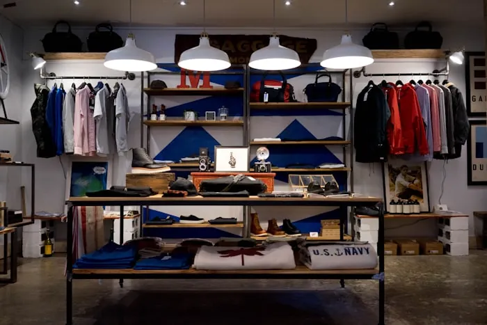 Boutique de centre-ville éclairée